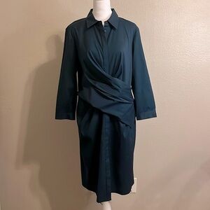 Lafayette 148 Teal Green SZ 8 Button Down Dress